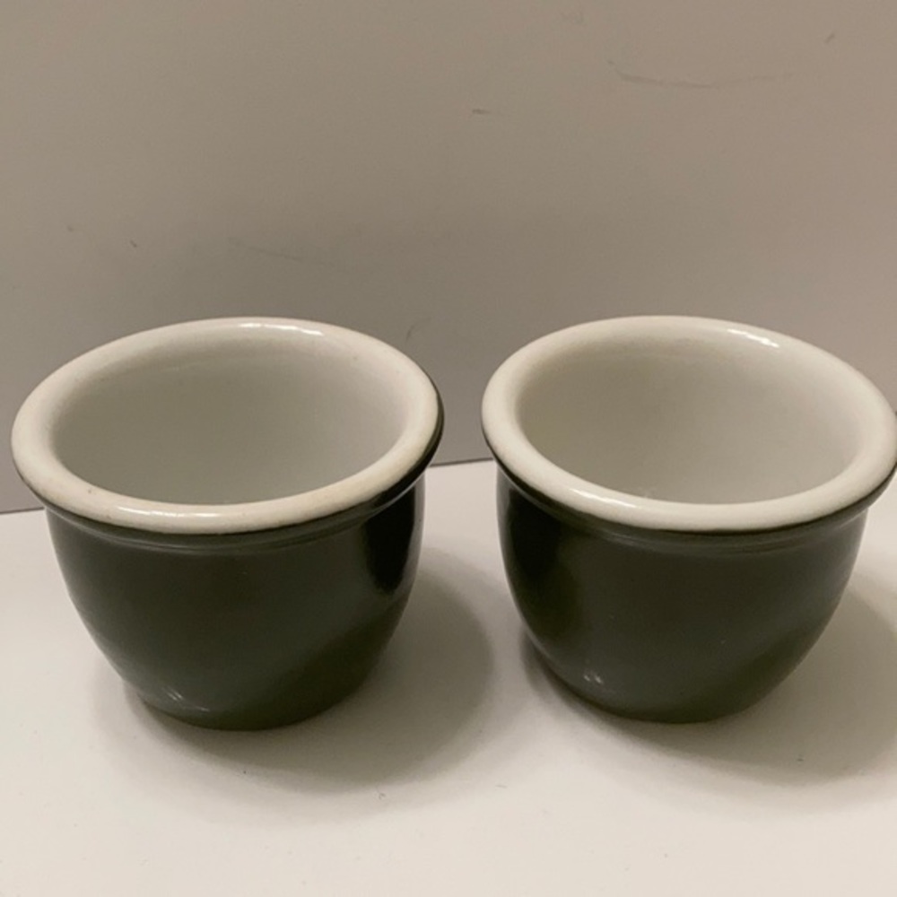 Hall VTG condiment ramekins forest green